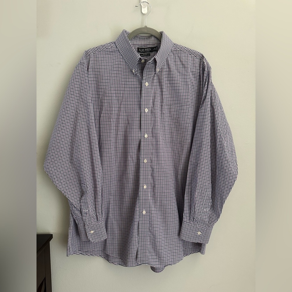 Lauren Ralph Lauren Slim Fit Men Dress Shirt Purple checkeredBlackLabel 18/34 35